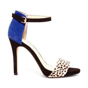 NEW ~ Ankle Strap Sandals / Heels ~ Blue Animal Print